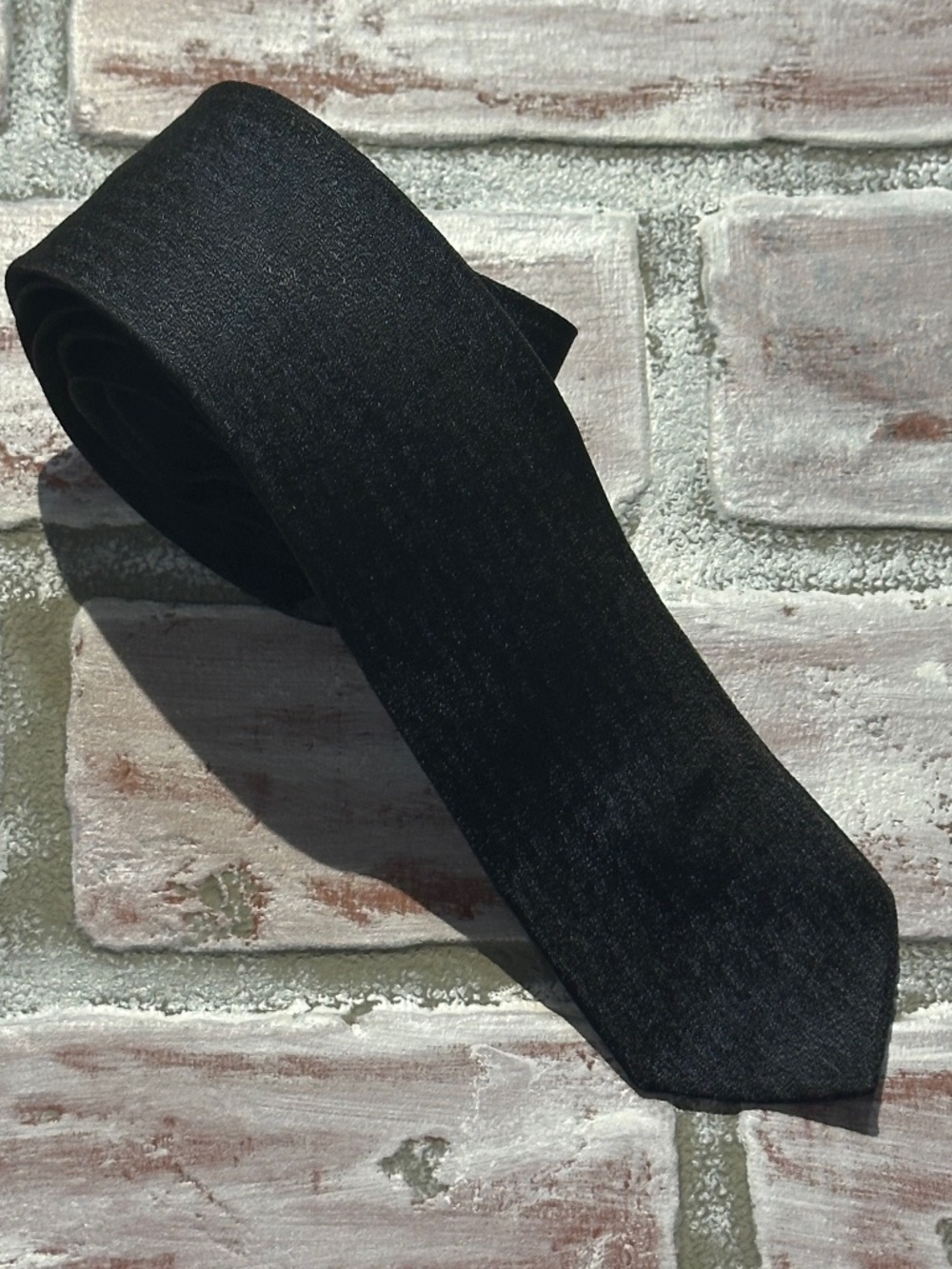 Vintage 50s 60s Superba Black Skinny Tie USA Acetate Rayon Mid Century Mad Men